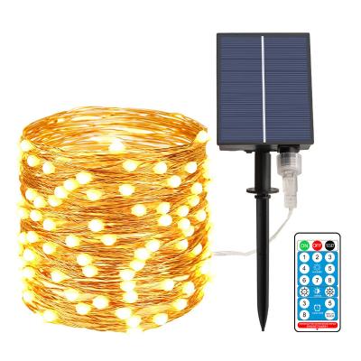 China Garden 7m12m22m Copper Wire Solar Festival Lights Decorative String 32mLED Lights Garden Outdoor Garden Lights for sale