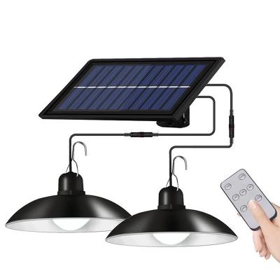 China Solar LED Warehouse Light Outdoor Waterproof Pendant Lamp Double Head Chandelier Decorations with Remote Control for Indoor Barn Pier Room for sale