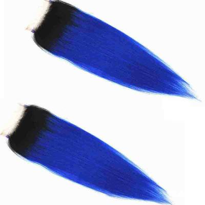 China Ombre Hair Lace Front Real Blue Wigs Cuticle Aligned Hd Lace Closure 4