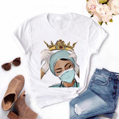 China Custom Viable Women's Is Print T-shirts Girl Summer Nurse Cropped Funny Queen Shirt for sale