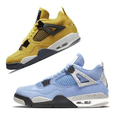 China Damping With Box 4s Mens AJ 4 Basketball Shoes AJ 4s Mens Basketball Shoes UNC Twist Dark Mocha College Sports Sneakers Blue Force 4 Trainer for sale