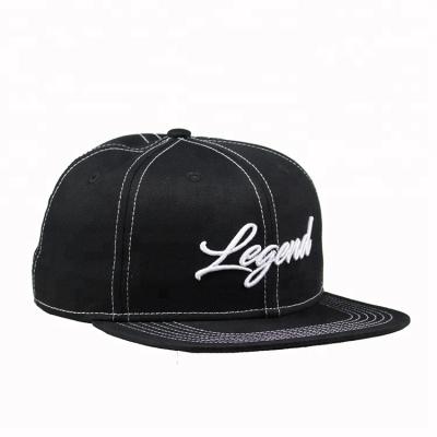 China breathable & Wholesale Black Square Embroidery Custom Hats Waterproof Men's High Quality Brim Snapbacks Embroidered 6 Panel for sale