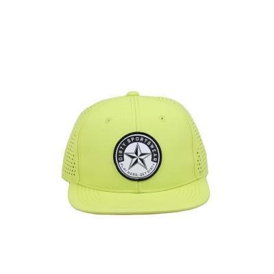 China breathable & Fashion Waterproof Design Custom Patch Snapback Waterproof Laser Holes Hats Boring Hats for sale