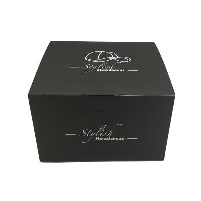 China Recyclable Square Packing Black Custom Snapback Hat Box for sale