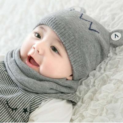 China breathable & Winter Waterproof Soft Warm Newborn Cotton Baby Beanies Cute Knitted Winter Hat Sets for sale