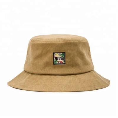 China Custom Wholesale High Quality Plain Corduroy White Cotton Character Fashion Bucket Hat for sale