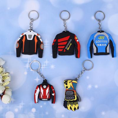 China Custom fashion color logo bag key apparel anime cartoon shaped soft 3d pvc motorcycle keychain boys for sale