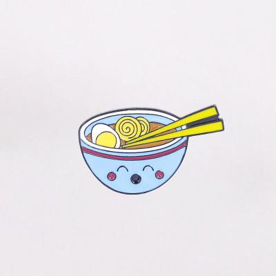 China hot sale 3D custom logo kids metal cartoon noodle shape cute badges for clothes bags for sale