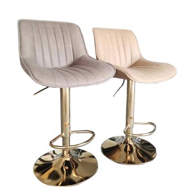 China Anji WEIHAO Modern Gold Base PU Bar Stools Leather Chairs For Kitchen for sale