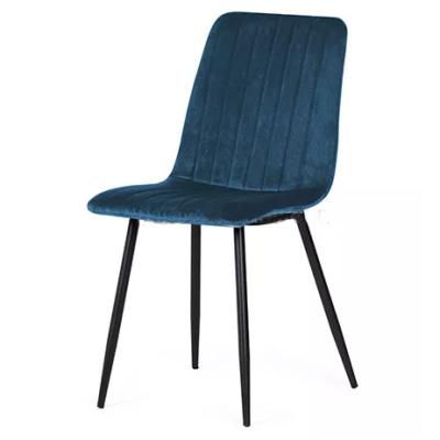 China Modern Huzhou anji simple design Wal-market style high quality metal legs cheap velvet dining chairs for sale