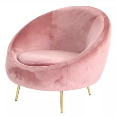 China Other Modern Luxury Gold Metal Legs Leisure Sofa Velvet Recline Chair Single With Armrest for sale