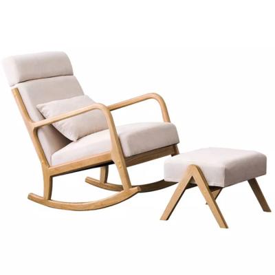 China European Factory Supply Living Room Furniture European Style Velvet Armchair Reclining Wooden Modern Rocking Chair Sofa With Pedal for sale