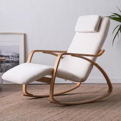 China Reclining beach hotel swimming restaurant poor wooden single yard modern simple reclining chair fabric leisure fabric rocking chair for sale