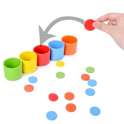 中国 Montessori Children Color Wooden Colorful Cup Classification And Assortment Early Educational Toy 販売のため