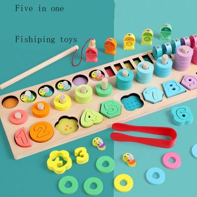 China Math Educational Busy Count Montessori Wooden Kindergarten Toys Board Geometric/Wooden Fishing Toy for sale