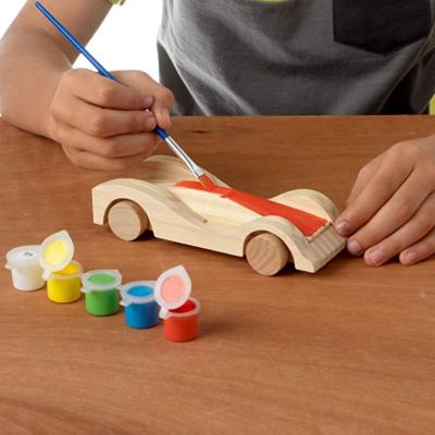 China Best Selling Wooden 3 Racing Cars DIY Multicolor Wooden Craft Kit Paint Cars for sale