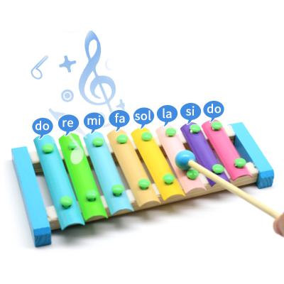 China Macaron 8 Keys Wooden Xylophone Wooden Instrument Toy Wooden Instrument Toy Educational Set for Kid for sale