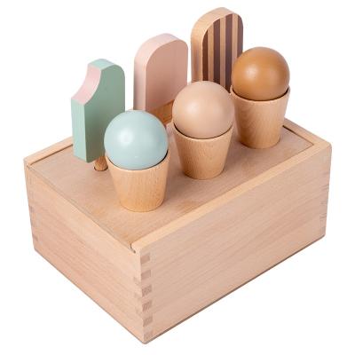 China Pretend Play Toy Set Beech Wood New Hotselling Wooden Toys Pretend Ice Cream Creatine Set Toy Wooden Toys For Kids for sale