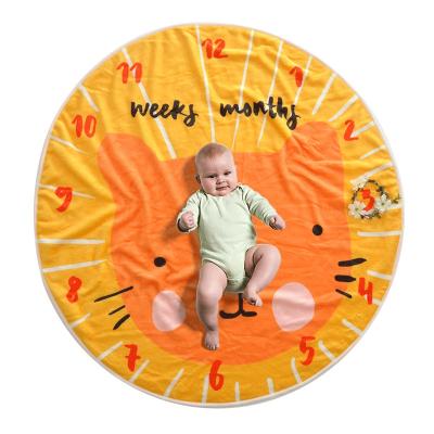 China Super Soft Factory Selling Round Soft Flannel Blanket Milestone Baby Receiving Blanket for sale