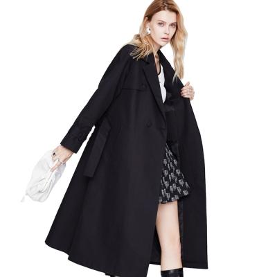 China Leisure 2022 autumn women's new long profile anorak high-density shiny British style machining ditch coat for sale