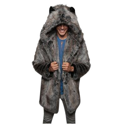 China Wholesale Leisure Luxury Men's Long Sleeve Mid Length Faux Fur Winter Men Faux Fur Mink Coats for sale