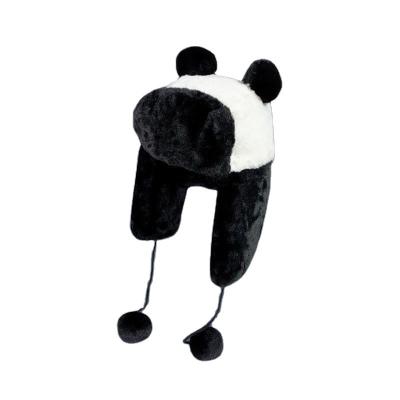 China GU des 2022 plus velvet ear protection ski hat casual warm women hat ailing the same cute cute panda Lei Feng hat plush for sale