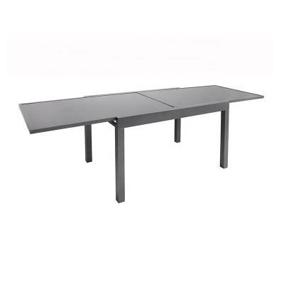 China GARDEN FRAME TEMPERED GLASS ALUMINUM TOP EXTENDABLE DINING EXTENSION TABLE for sale