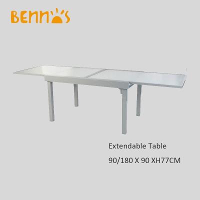 China BNS-100601 90/180CM Modern Aluminum Outdoor Garden Extendable Glass Dining Table, Expandable Tale for sale