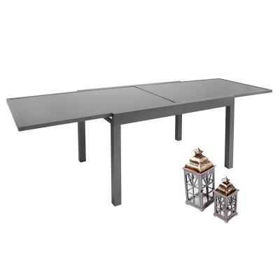 China Modern Extendable Dining Tables Luxury Aluminum Extendable Table With Tempered Glass 135/270CM for sale