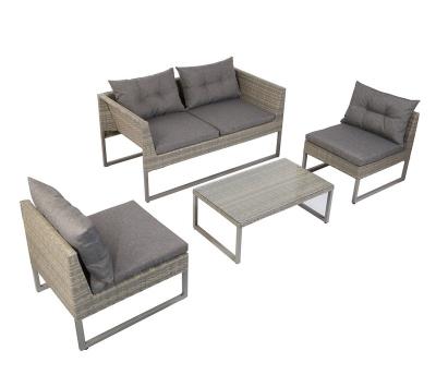 China Durable 4 PCS FOLDABLE OUTDOOR STEEL FRAME RATTAN SOFA SET for sale