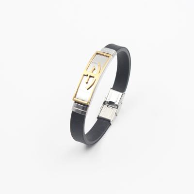 China Fashion Non Allergic Jewelry Plating Gold Men Silicone Stainless Steel Bracelet for sale