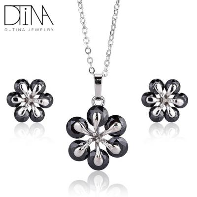 China 2019 ALLOY DTINA Black Stone Ball Petals Jewelry Set Bridal Jewelry Set for sale