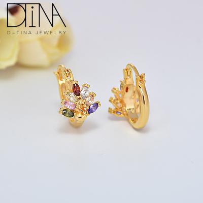 China Fashion Unique Brand Leaves Gem Earring Helix Shaped Earring 18k Gold Plated Stud Earrings For Women for sale