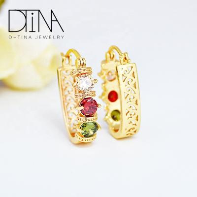 China DTINA Non Allergic 18K Gold Plated Fashion Wedding Women's Earring Colored Stones Women's Earring for sale