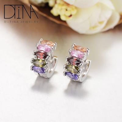 China DTINA 2019 Fashion Design Women Earrings Colorful Zircon Flower Stud Earrings Beautiful for sale