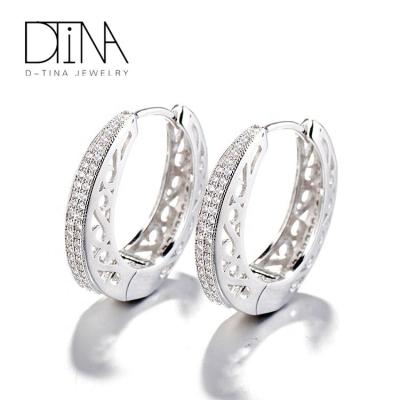 China DTINA ALLOY Small Zircon Copper Alloy Platinum Plated Circle Earrings Miami Fancy Stud Earrings Wholesale for sale