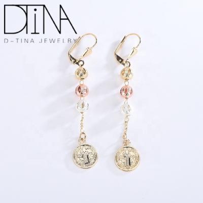 China DTINA Non Allergic Tricolor Charm Earrings Rosary Dangling Earrings Virgin Long for sale