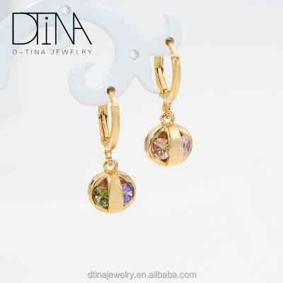 China Non Allergic Wholesale Color Zircon Ball Long Earring Children Dtina Long Earrings for sale