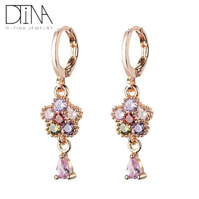 China DTINA ALLOY 18k Gold Plated Fashion Plum Long Earrings Dangle Earrings for sale