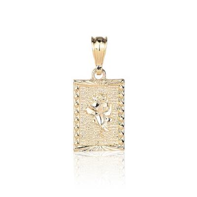 China Non Allergic High Quality 14K Gold Picture Frame Rose Retro Style Miss Drop Pendant for sale