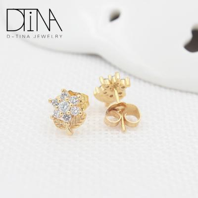 China Fashion Gold Plated Stud Earring DTINA Flowers In Shape Cheap Chinese Stud Earrings High Quality Round Stud Earrings for sale