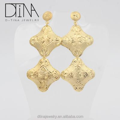 China Fancy Copper Alloy DTINA Design Gold Plated Jewelry Dubai Fashion Earrings For Girls for sale