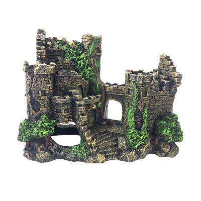 China Viable antique aquarium ornament resin roman style castle cave aquarium accessories decoration for sale