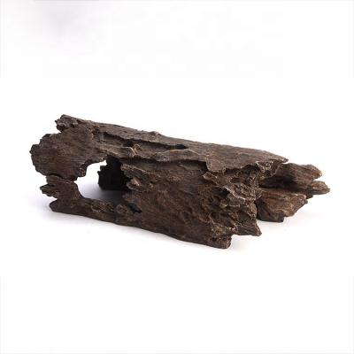 China Viable Wooden Resin Reptile Hollow Decoration Bark Spider Hideout Caves Ornament for sale