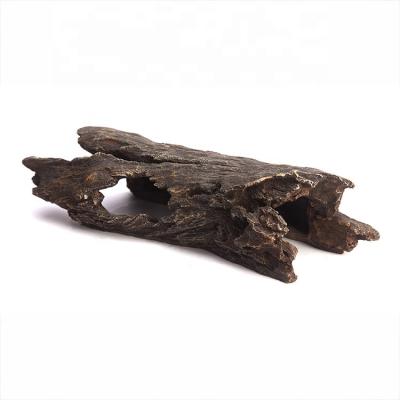 China Viable Resin Artificial Decorative Wooden Bark Landscape Reservoir Reptile Hideout Cave For Lizard Frog for sale