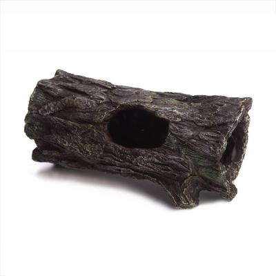 China Viable Hole Shaped Reptile Tank Ornaments Resin Tree Hiding Cave For Reptile Decoration for sale