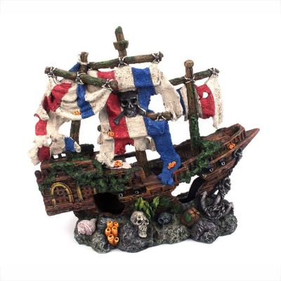 China Viable Decorative Resin Props Aquarium Boat Ornament Artificial Decor for sale