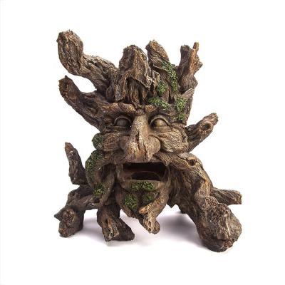 China Viable Resin Aquarium Design Xinly Tree Man Face Aquarium Decoration Wood Landscaping Ornament for sale