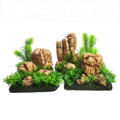 China Viable Large Resin Rock Mountain Ornament Artificial Fish Tank Aquarium Decorations Landscape for sale