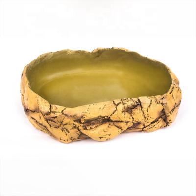 China Yellow Mini Greenhouse Viable Decor Reptile Resin Food Water Tray Dish Feeder Ornament for sale